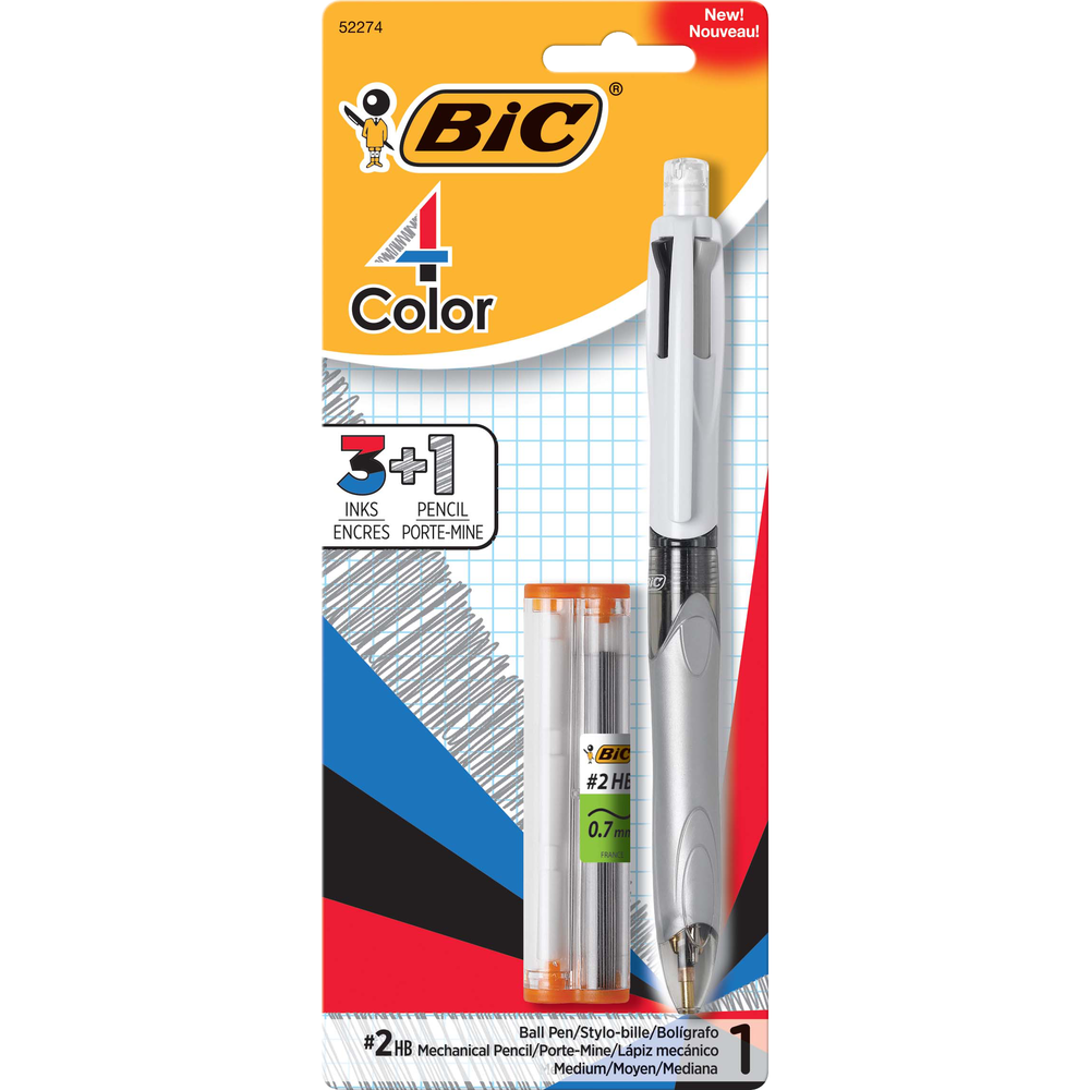 4-Color 3-in-1 Retractable Ballpoint Pen with Mechanical Pencil