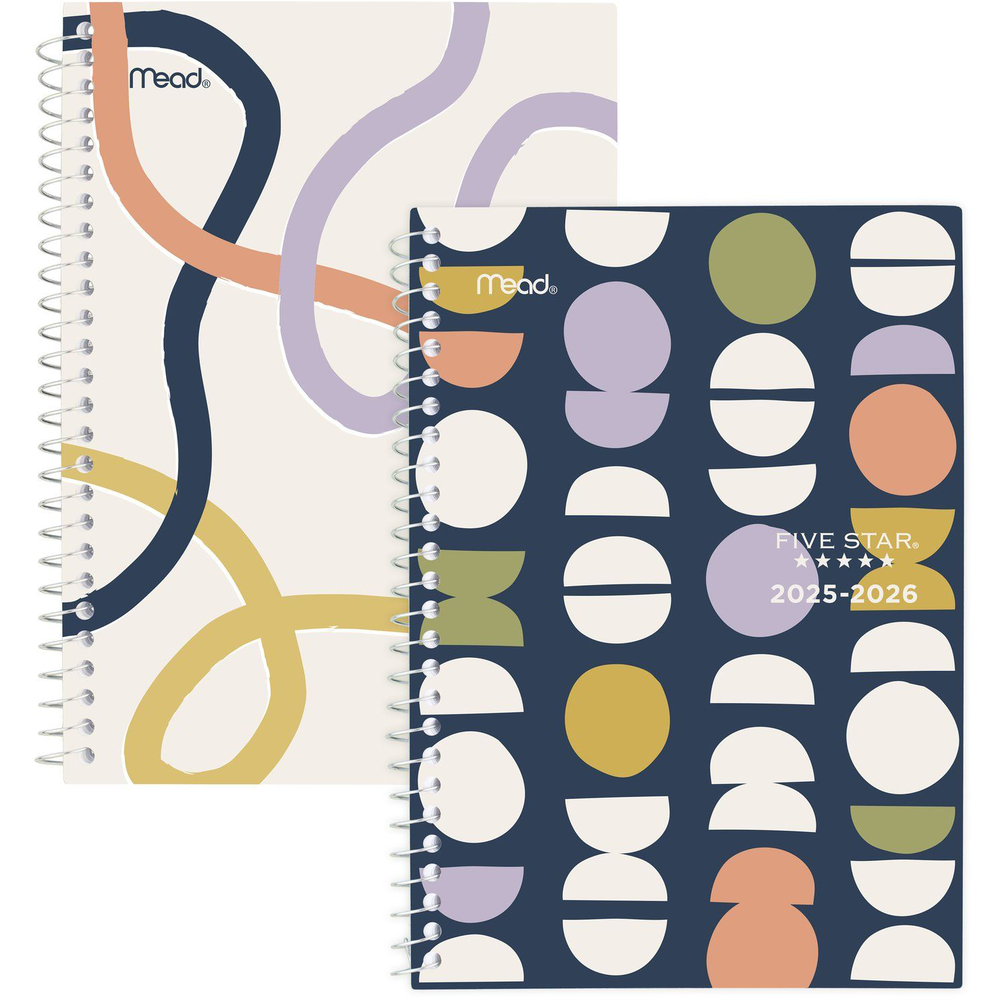 Five Star Simple Waves Academic 2025-2026 Weekly Monthly Student Planner