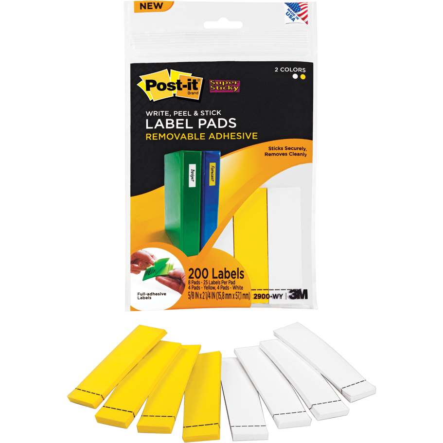 Post-it Super Sticky Write & Peel Removable Label Pad