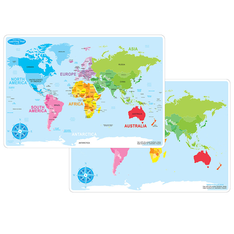WORLD MAP LEARNING MAT DOUBLE SIDED