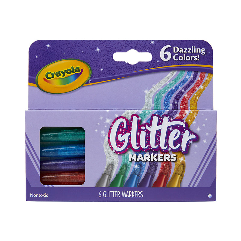 CRAYOLA GLITTER MARKERS 6 COLORS