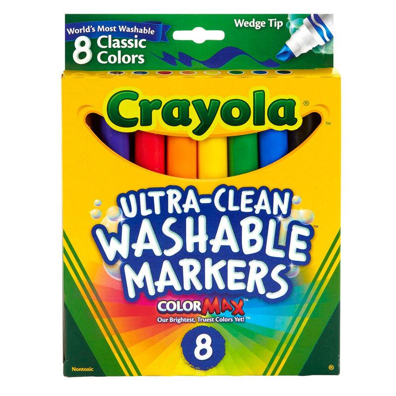 WEDGE TIP 8 CT WASHABLE MARKERS