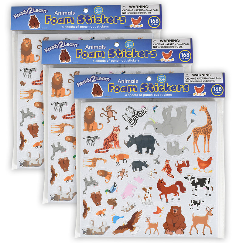 (3 PK) FOAM STICKERS ANIMALS