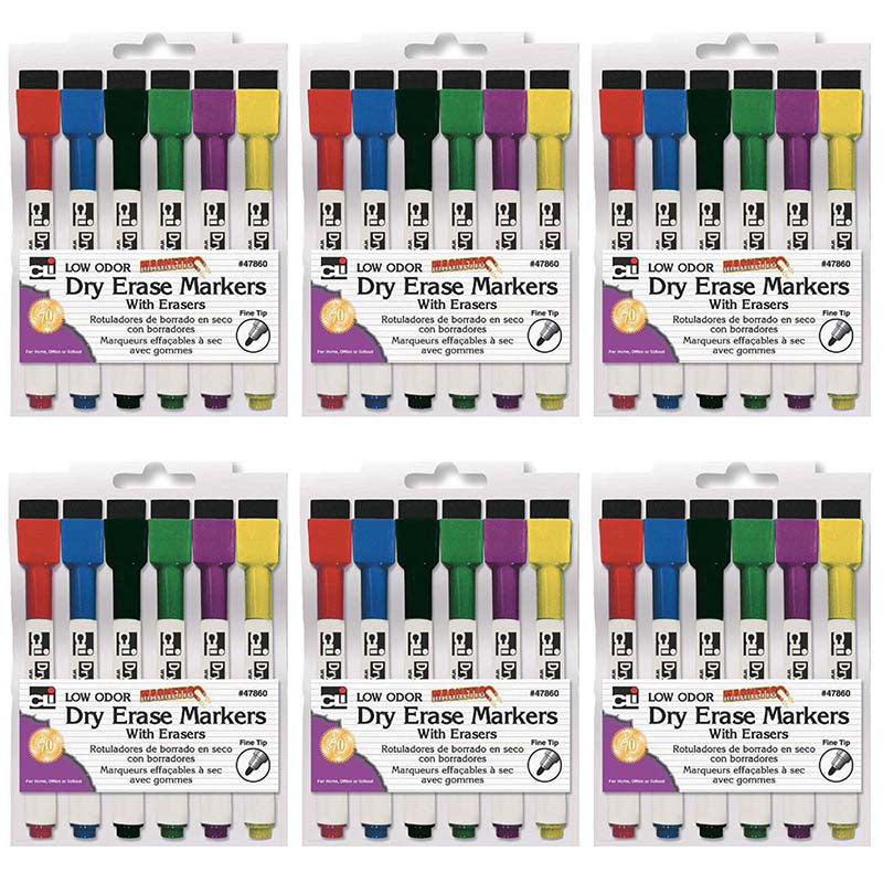 (6 EA) MAGNETIC DRY ERASE MARKERS