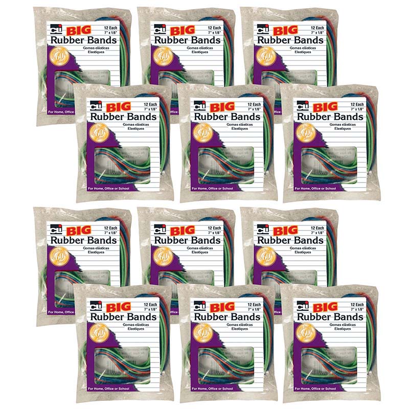 (12 PK) BIG RUBBER BANDS 7X1/8IN 12