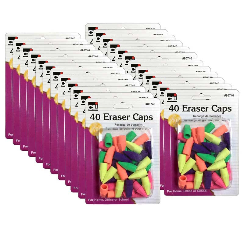 (24 PK) PENCIL ERASER CAPS ASSORTED