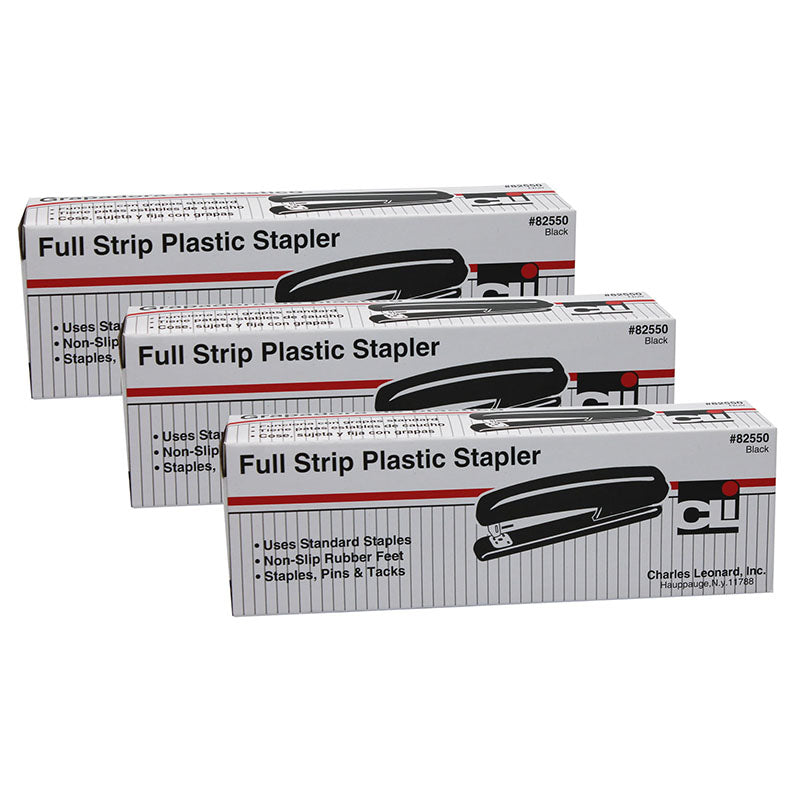 (3 EA) BLACK FULL STRIP STAPLER