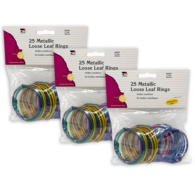 (3 PK) LOOSE LEAF RINGS ASST