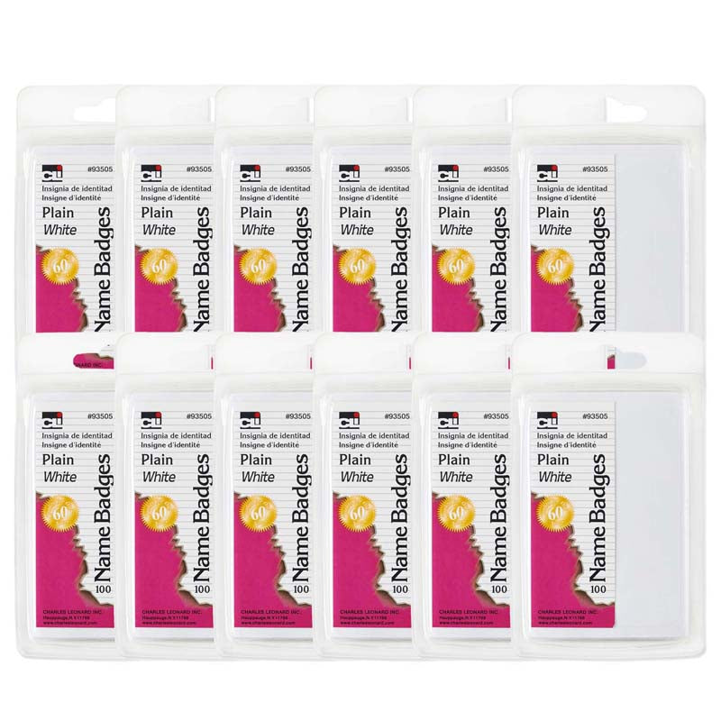 (12 PK) NAME BADGES PLAIN WHITE