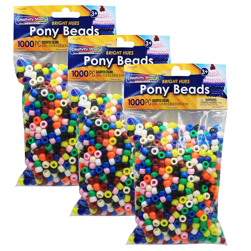 (3 EA) BRIGHT HUES PONY BEADS
