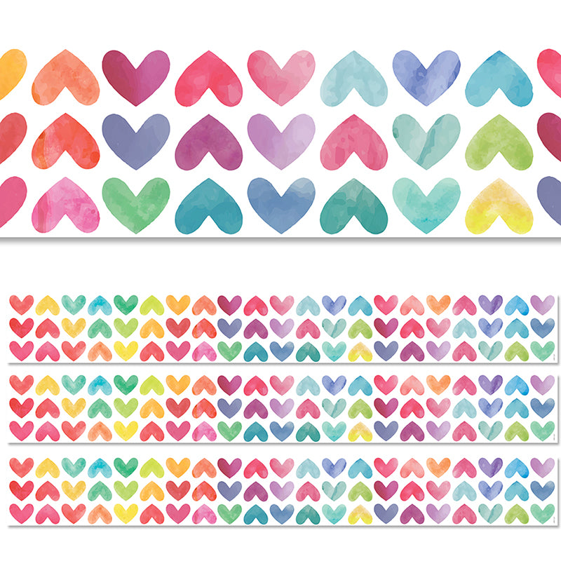 (3 PK) COLORFUL HEARTS BORDER