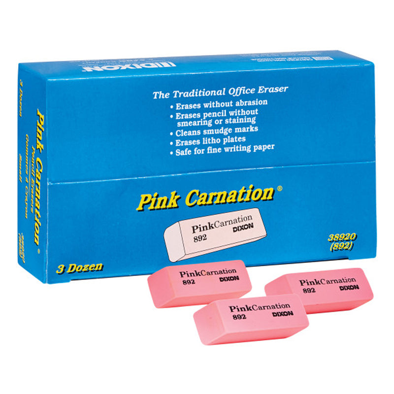 PINK CARNATION ERASERS 36PK SMALL