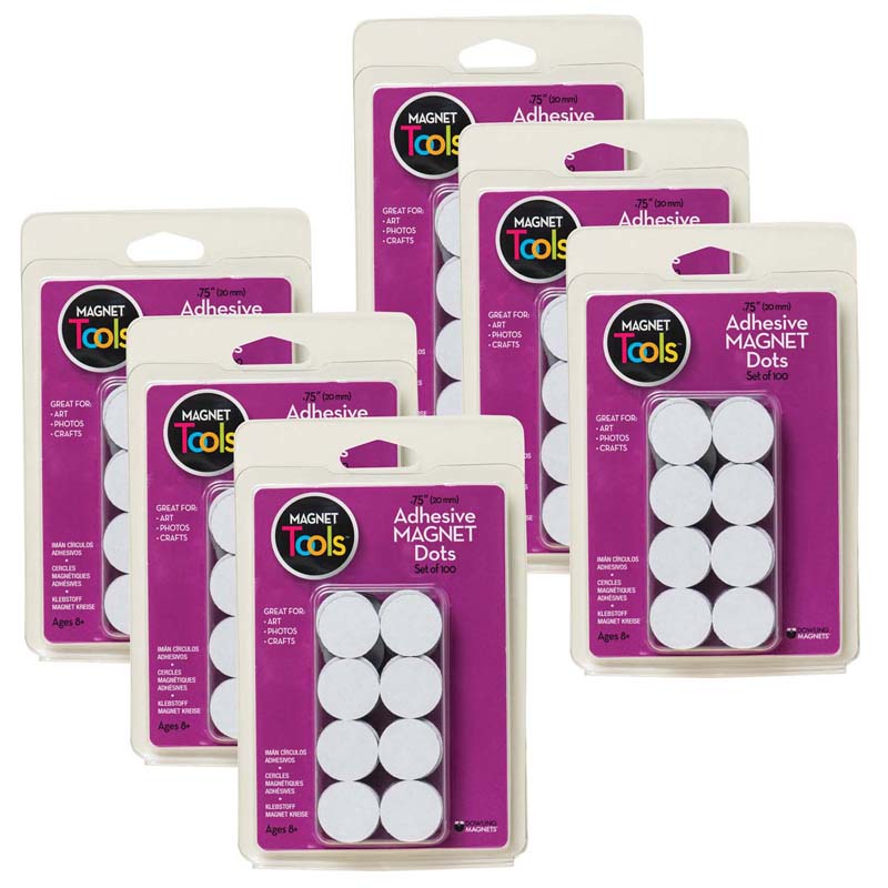 (6 PK) 3/4 DIA MAGNET DOTS WITH