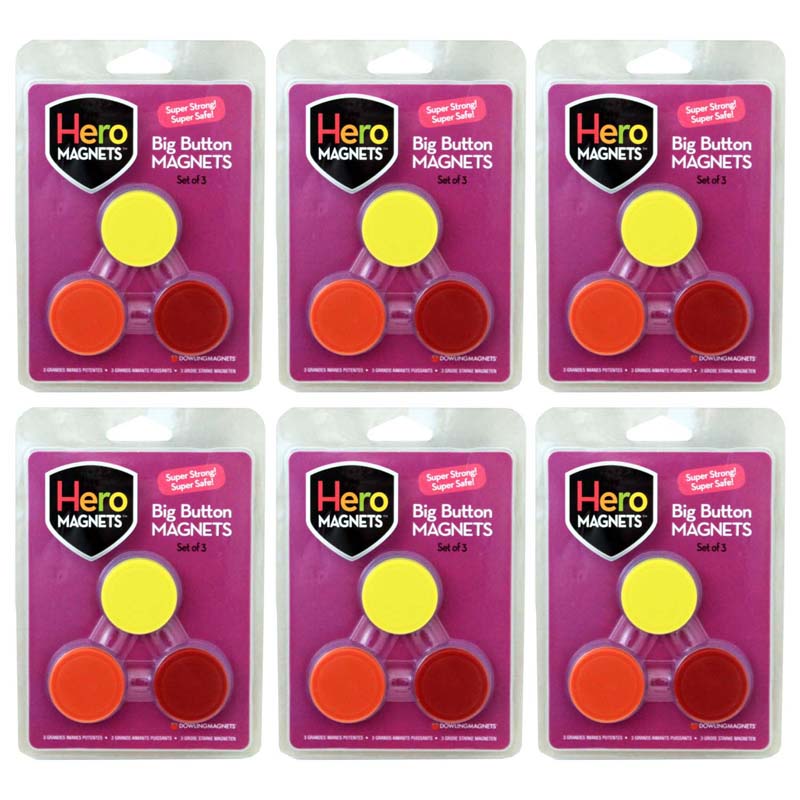 (6 PK) BIG BUTTON MAGNETS 3 PER PK