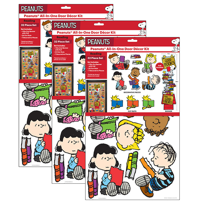 (3 PK) PEANUTS READING DOOR DECOR