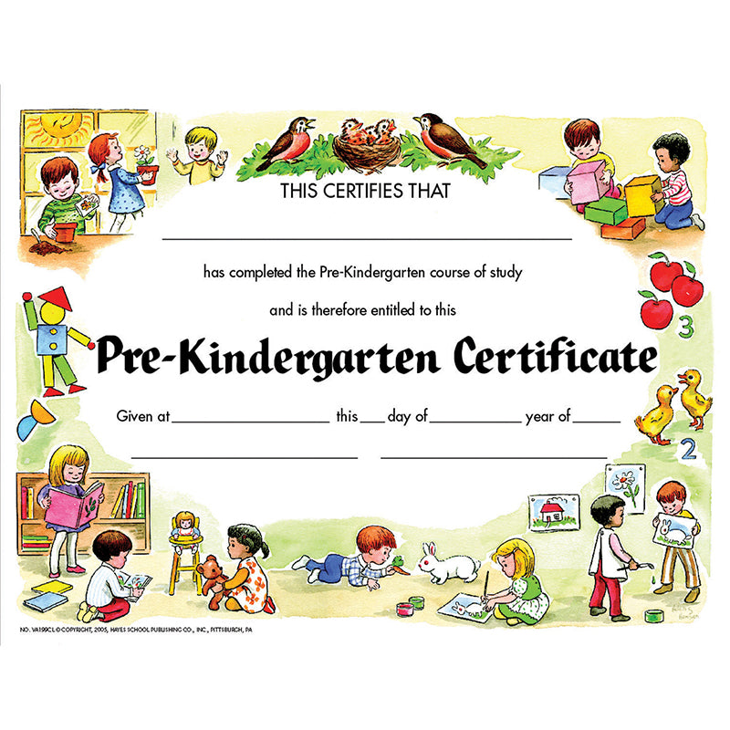 CERTIFICATE PRE-K SET/30 8.5 X 11