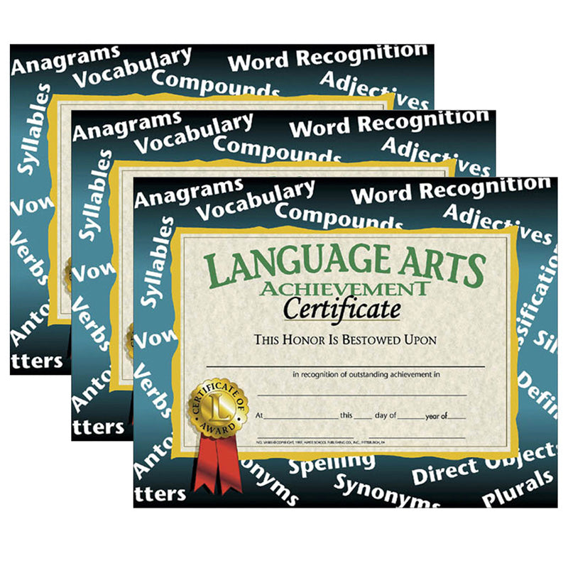 (3 PK) CERTIFICATES LANGUAGE ARTS
