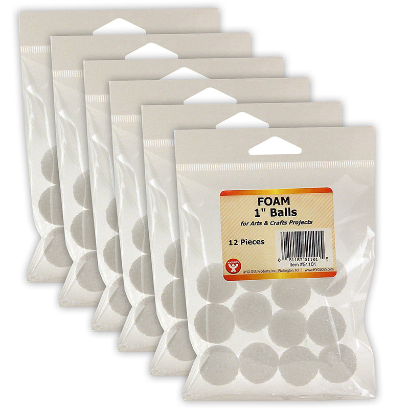 (6 PK) CRAFT FOAM 1IN BALLS