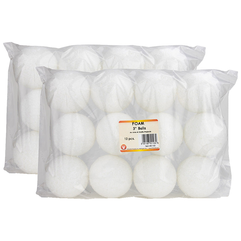 (2 PK) CRAFT FOAM BALLS 3 INCH