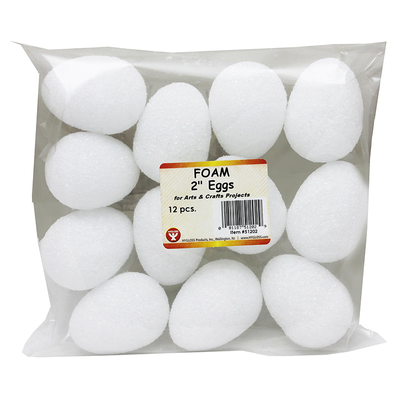 CRAFT FOAM 2IN EGGS PACK OF 12