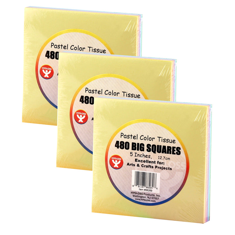 (3 PK) 5IN TISSUE SQUARES PASTEL
