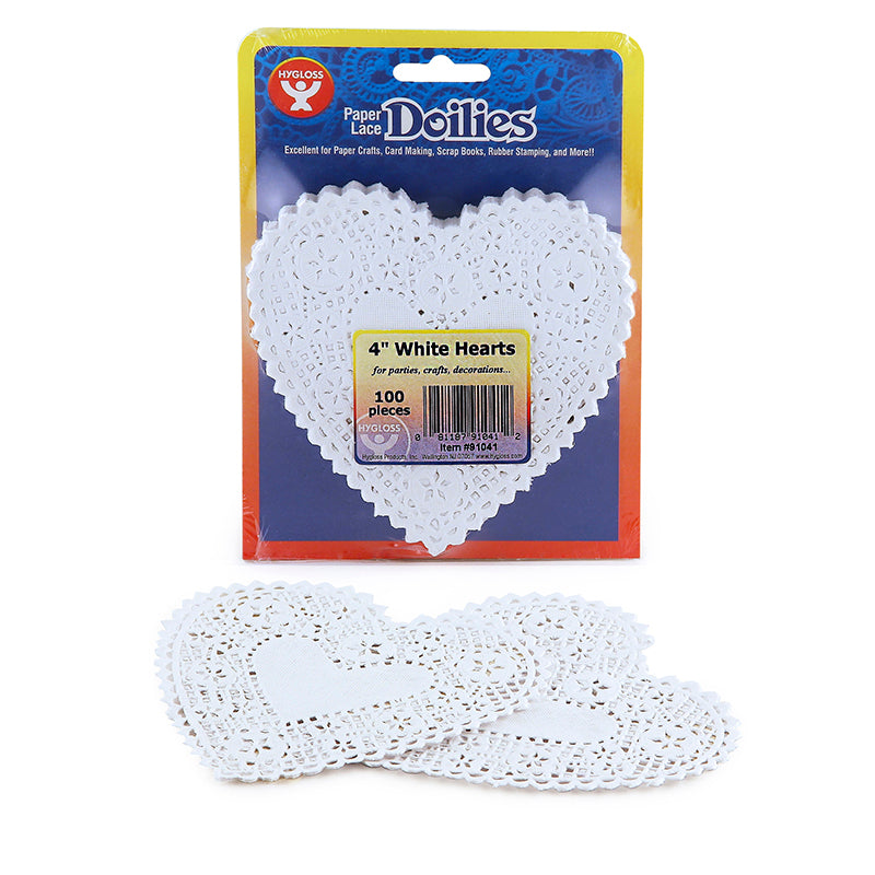 DOILIES 4 WHITE HEARTS 100/PK