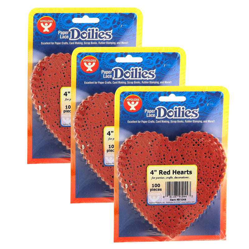 (3 PK) DOILIES 4 RED HEART