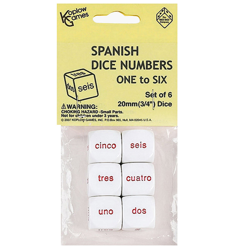 SPANISH NUMBER DICE SET OF 6 PCS