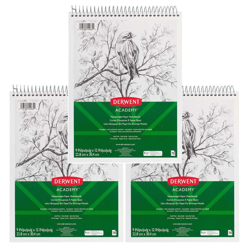 (3 EA) WIREBOUND SKETCHBOOK 9X12
