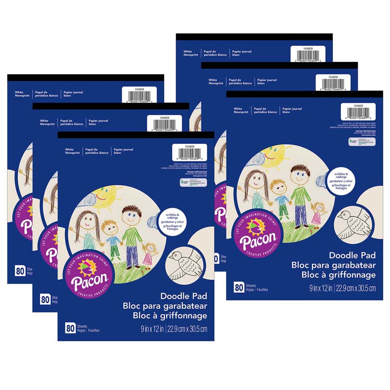 (6 EA) DOODLE PAD WHITE 80 SHEETS