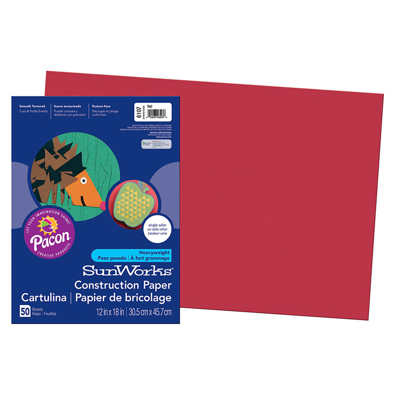 CONSTRUCTION PAPER RED 50PK 12X18