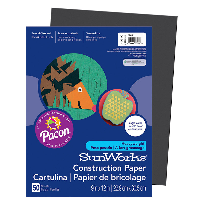 CONSTRUCTION PAPER BLACK 50PK 9X12