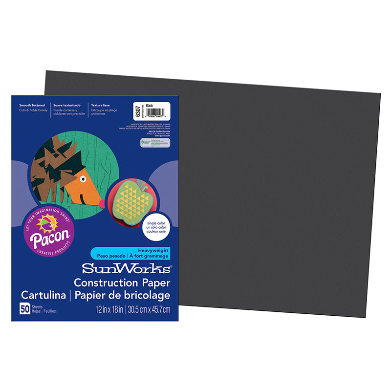 CONSTRUCTION PAPER BLACK 50PK 12X18