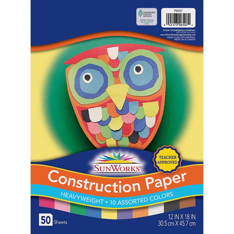 CONSTRUCTION PAPER ASST 50PK 12X18