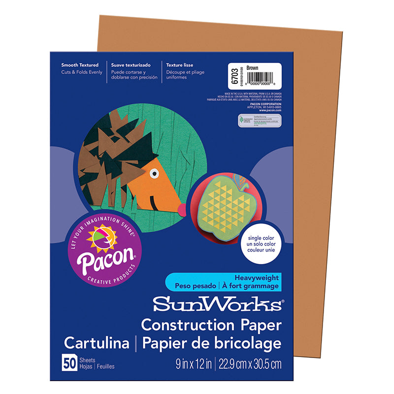 CONSTRUCTION PAPER BROWN 50PK 9X12