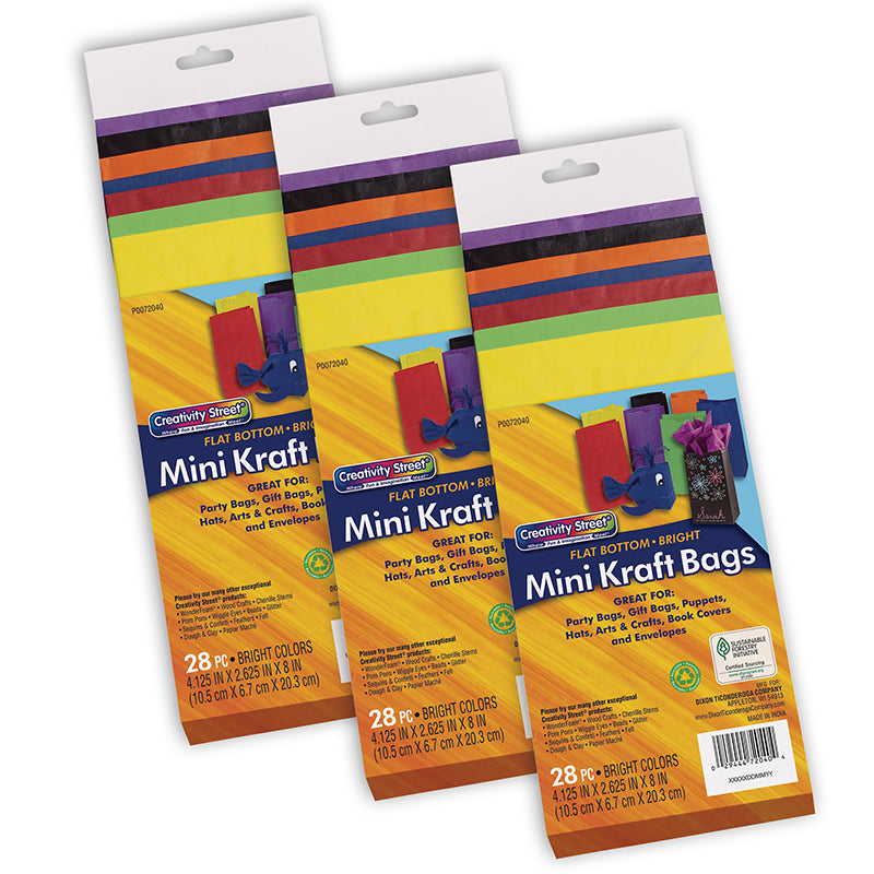 (3 PK) BRIGHT MINI KRAFT BAG 28 PER