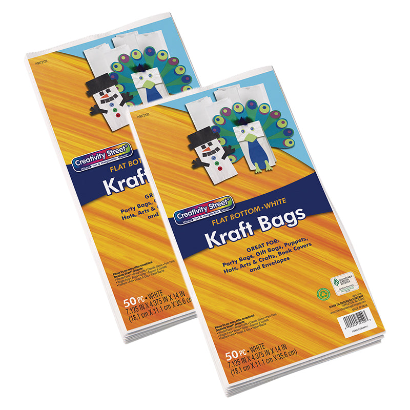 (2 PK) WHITE KRAFT BAG 50 PACK