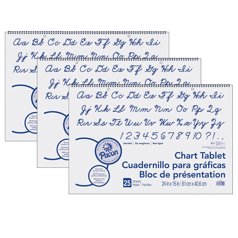 (3 EA) CHART TABLET 24X16 UNRULED
