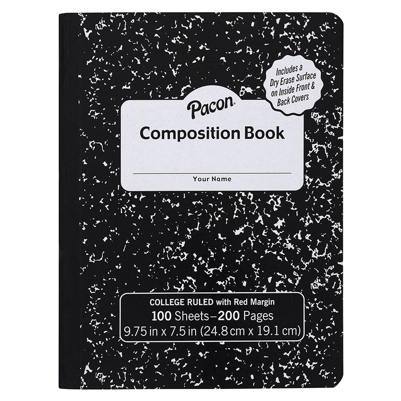COLLEGE COMP BOOK W/DRY ERASE BLK