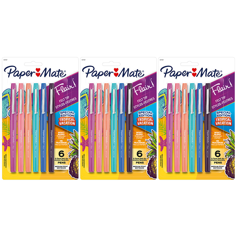 (3 PK) 6CT MED FLAIR TROPICAL PENS