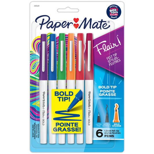 FLAIR BOLD PEN ASSORTED 6CT