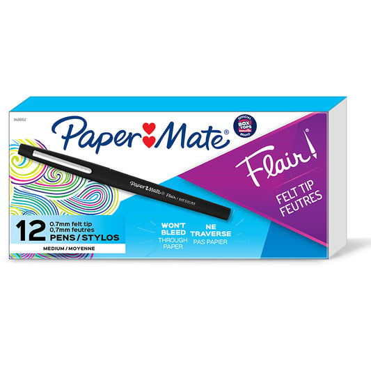 BOX OF 12 BLACK MEDIUM PAPER MATE