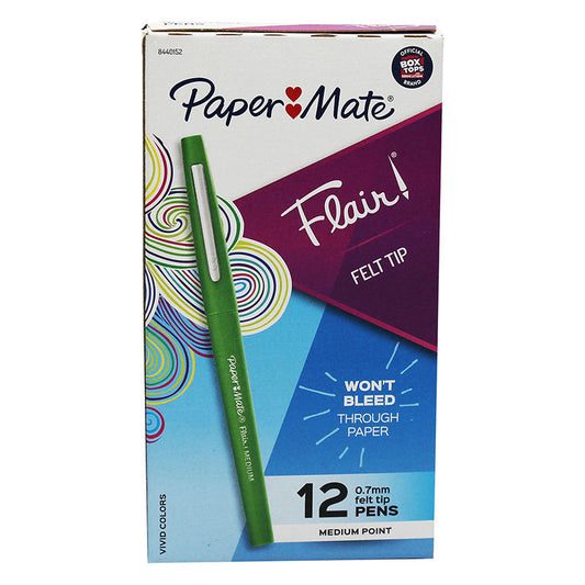 BOX OF 12 GREEN MEDIUM PAPER MATE