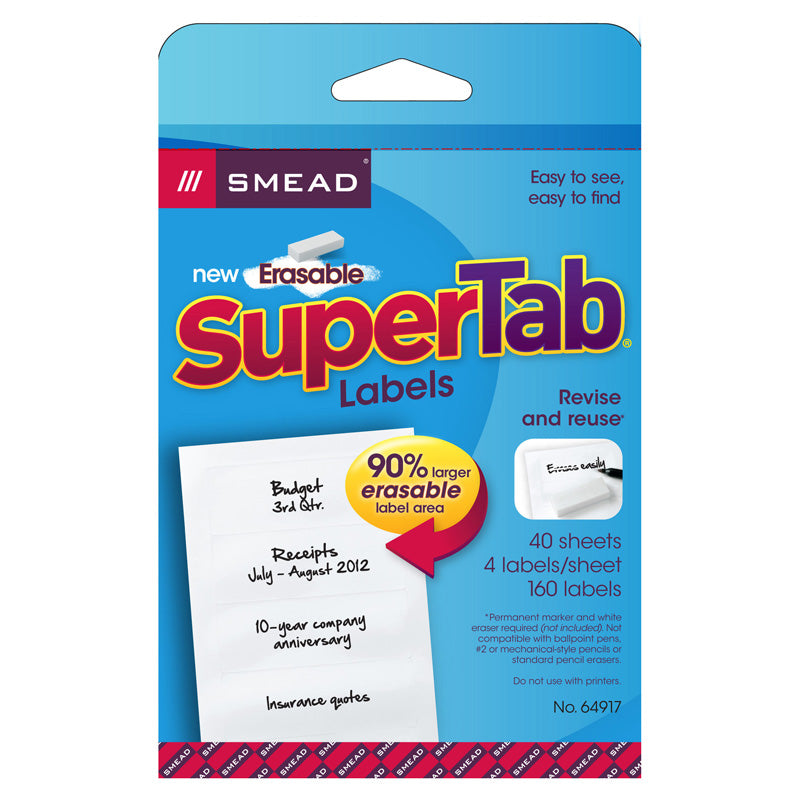 SMEAD 160CT ERASABLE SUPERTAB