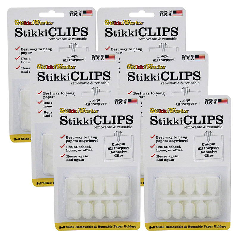 (6 PK) STIKKI CLIPS WHITE 20 PER PK