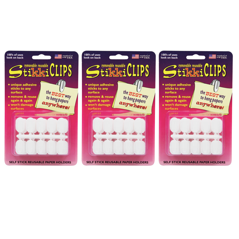 (3 PK) STIKKICLIPS 30 WHITE CLIPS