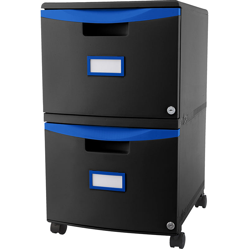 2 DRAWER BLK/BLU MOBILE FILE CABINT