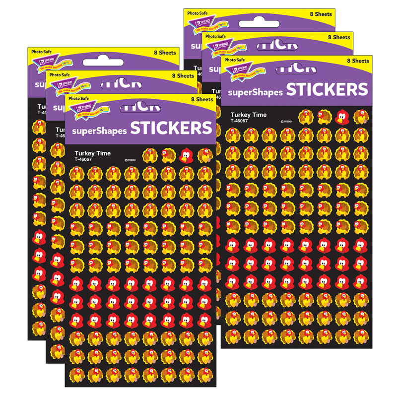 (6 PK) SUPERSHAPES STICKERS TURKEY
