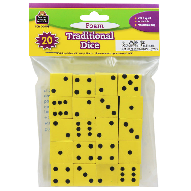 FOAM TRADITIONAL DICE 20PK