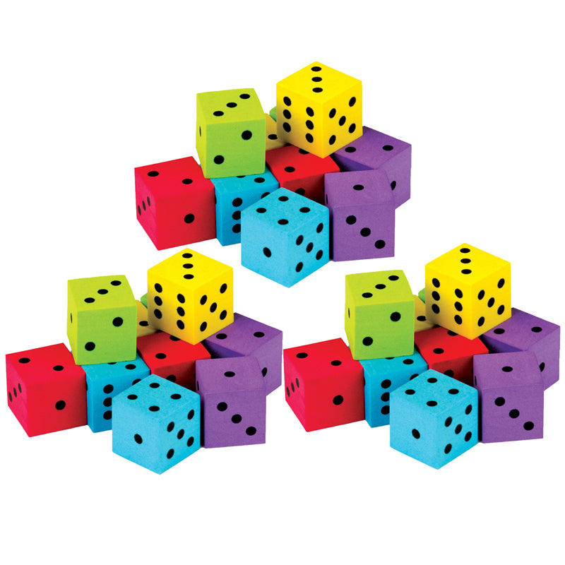 (3 PK) 20 PACK FOAM COLORFUL DICE